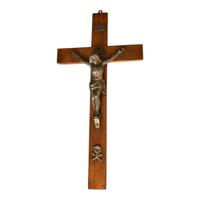 Antico Crocifisso - Legno con teschio Memento Mori