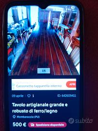 Tavolo ferro/legno artigianale grandi dimensioni.