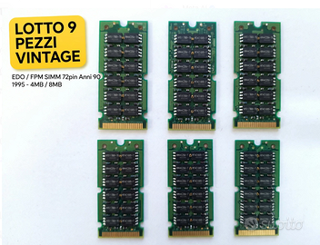 Lotto 9 RAM Vintage 72pin SIMM EDO FPM 4MB