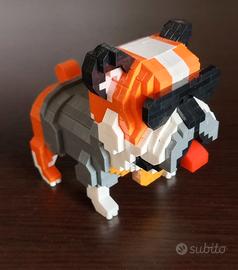 Set costruzioni cane bulldog tipo mattoncini Lego 