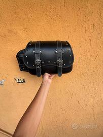 Set borse moto custom+fruste manubrio