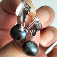 orecchini con zirconi e perle naturali 