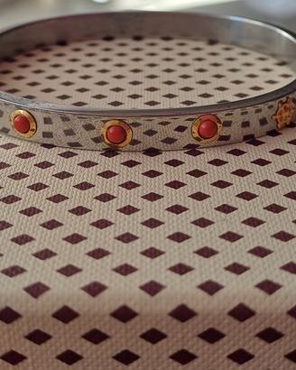 Bracciale oro giallo 750,18kt, acciaio e corallo 