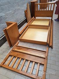 letto singolo artigianale in legno massello