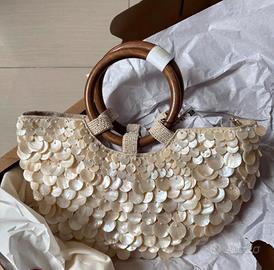 Borsa a mano conchiglia Borsa da donna Bianco