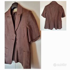 Giacca, blazer donna in lino a manica corta