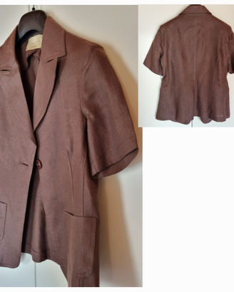 Giacca, blazer donna in lino a manica corta