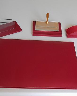 set da scrivania  vintage in pelle 5 pezzi 