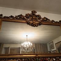 specchiera del 900 stile barocco intarsiata  legno