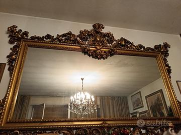specchiera del 900 stile barocco intarsiata  legno