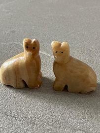 Coppia di gattini in onice beige