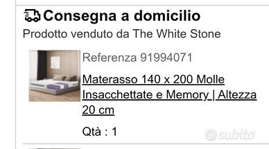 Materasso 140x200 molle insacchettate e memory