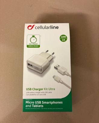 Caricabatterie con cavo USB kit ultra cellularline