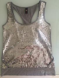 Canotta grigia paillettes