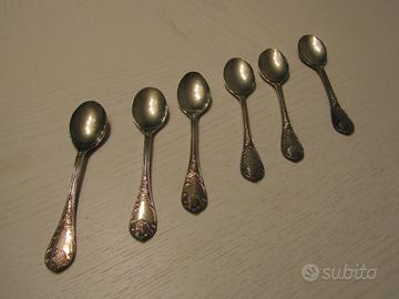Set di 6 cucchiaini antichi placcati argento