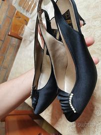 Scarpe da donna in raso nere (Misura 35)