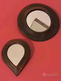 Set di 2 specchi da parete in ottone vintage