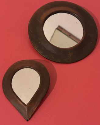 Set di 2 specchi da parete in ottone vintage