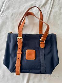 Borsa 3 in 1 Bric's blu e manici in pelle