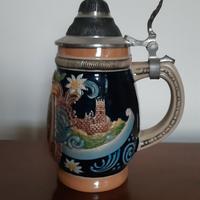 Boccale da birra in ceramica coperchio in peltro