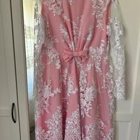 Abito rosa pizzo donna S-M, elegante e unico! 🩷