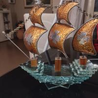 Veliero in vetro fatto a mano