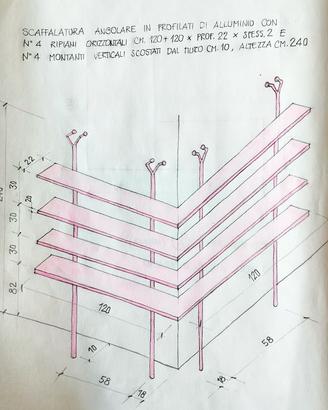 SCAFFALATURA ANGOLARE IN PROFILI DI ALLUMINIO