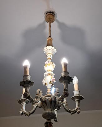lampadario Capodimonte  e lampade