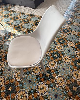 Coppia di sedie moderne bianco/effetto legno