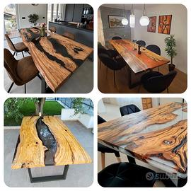 🌿 Tavoli fatti a mano in legno e resina 