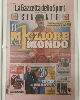 Prima Pagina Giornale Autografata Jannik Sinner