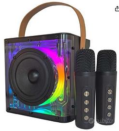 Cassa Bluetooth Karaoke con 2 microfoni wireless