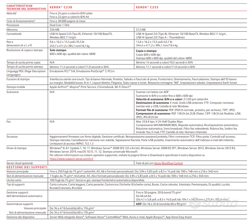 Stampante laser Xerox c230 WIFI AirPrint - Informatica In vendita a Milano