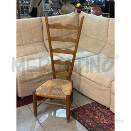 SEDIA FIRESIDE GIO PONTI IN NOCE E GIUNCO ANNI 30