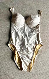 Costume intero donna bianco ghiaccio lucido