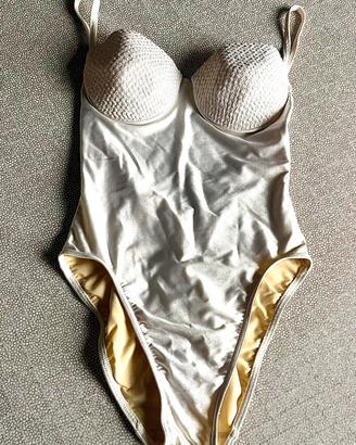 Costume intero donna bianco ghiaccio lucido