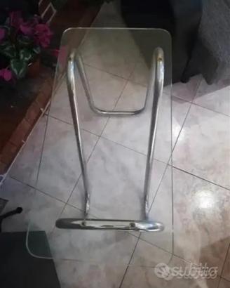 tavolo in acciaio e vetro porta tv 