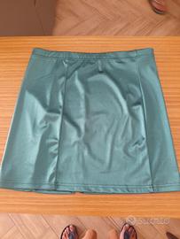 Minigonna in Raso Lucido Verde Smeraldo / Petrolio