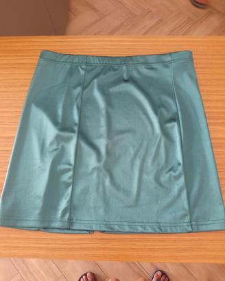 Minigonna in Raso Lucido Verde Smeraldo / Petrolio