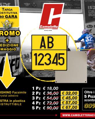 Targa Gialla per Gare e Portatarga