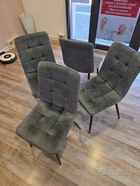 Set 4 Sedie "Monaco" Velluto Grigio antracite