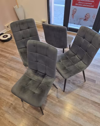 Set 4 Sedie "Monaco" Velluto Grigio antracite