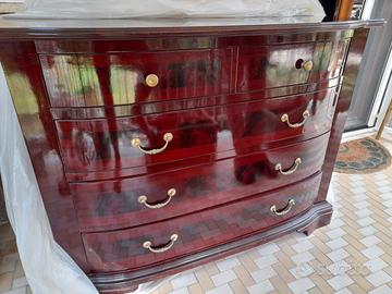 COMO' E COMODINI IN PIUMA DI MOGANO