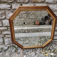 Specchio ottagonale con cornice dorata vintage