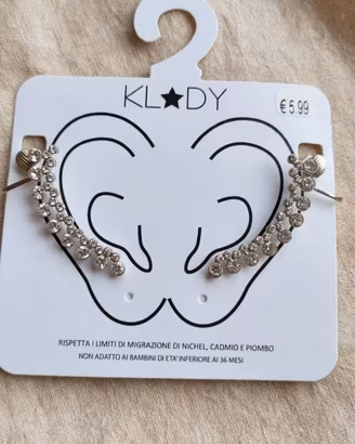 Orecchini Nuovi ear cuff argento con Strass. 