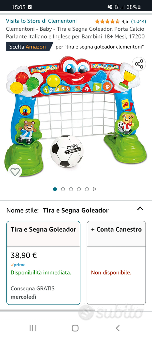 CLEMENTONI - Tira e Segna Goleador - Porta calcio per bambini