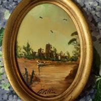 Quadro paesaggio cornice ovale