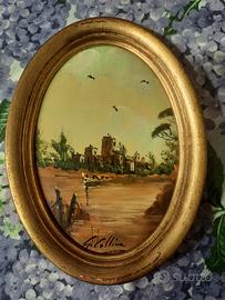 Quadro paesaggio cornice ovale