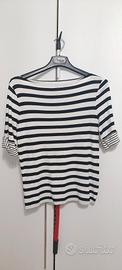 Maglia donna a righe stile marinière bianco e blu