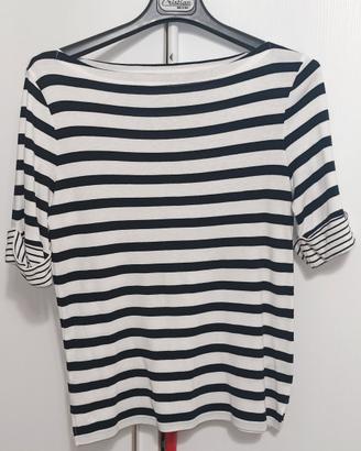 Maglia donna a righe stile marinière bianco e blu